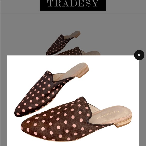 NIB Brown + Pink Pony Hair Polka Dot Slides / Smoking Slippers / Mules - Picture 7 of 12